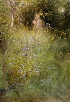 カール・ラーソン Painting - 妖精またはケルスティと草原の眺め カール・ラーソン